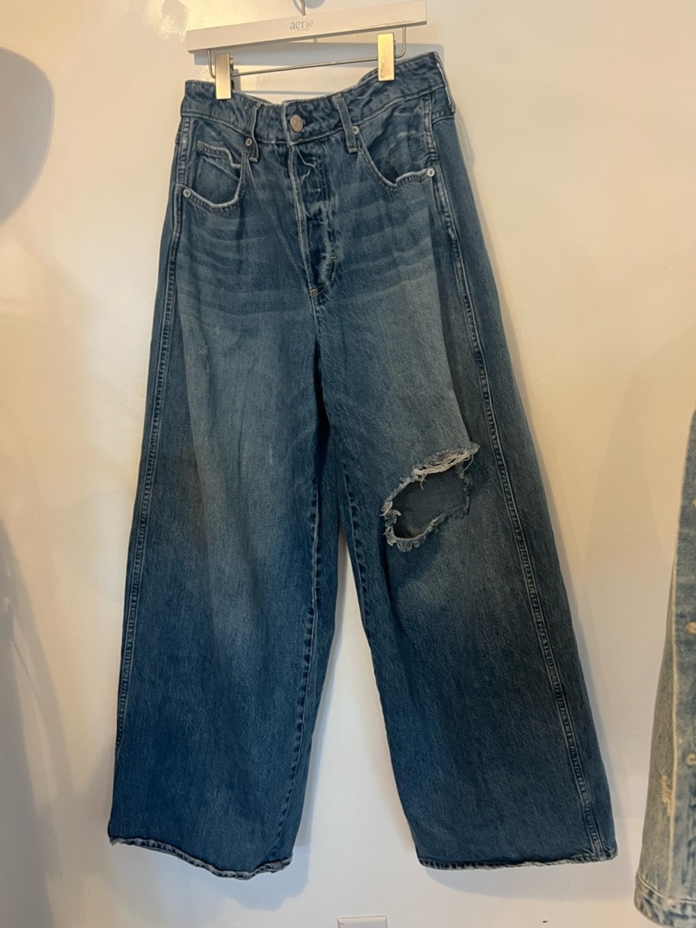 AMO Indira wide leg oversized medium Blue Denim Jeans - Picture 3 of 9